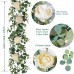 TOPHOUSE 6 Ft Artificial Rose Vine Fake Flower Garland Decorations Hanging Eucalyptus Garland with Champagne Rose for Wedding Arch Arrangement