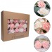 TOPHOUSE 60pcs Artificial Flowers Roses Real Touch Fake Roses for DIY Wedding Bouquets Bridal Shower Party Home Decorations (Ivory&Pink)