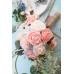 TOPHOUSE 60pcs Artificial Flowers Roses Real Touch Fake Roses for DIY Wedding Bouquets Bridal Shower Party Home Decorations (Ivory&Pink&Cream)
