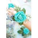 TOPHOUSE 60pcs Artificial Flowers Roses Real Touch Fake Roses for DIY Wedding Bouquets Bridal Shower Party Home Decorations (Teal)