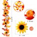 TOPHOUSE 6ft Artificial Fall Maple Leaves Garland with Pumpkins Sunflowers Berries Autumn Fake Garland for Thanksgiving Halloween Mantel Outdoor Wedding Party Home Decor